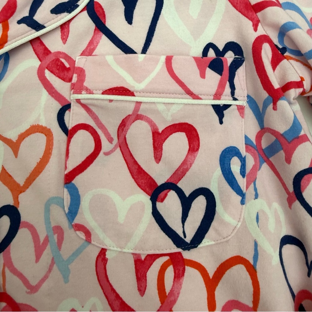 BedHead Pajamas Hearts Organic Cotton Two (2) Piece Pajama PJ Set Pink - Picture 6 of 16